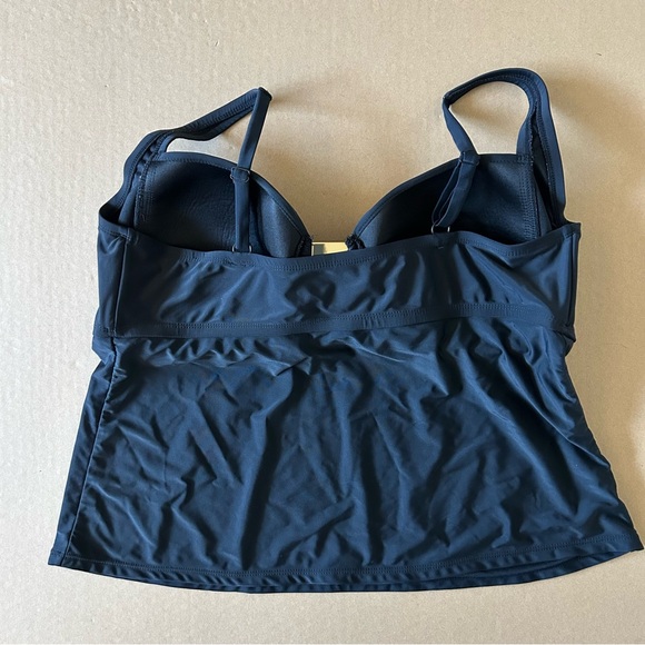 Catalina Swimwear Plus Size Tankini 2X Solid Black Tiger Print Medallion Accent - Picture 3 of 9